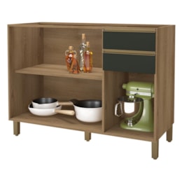 Balcão de Cozinha Dinamarca 120cm 3 Portas e 2 Gavetas Castani/Chumbo sem Tampo - Indékes
