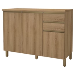 Balcão de Cozinha Dinamarca 120cm 3 Portas e 2 Gavetas Castani com Tampo MDP - Indékes