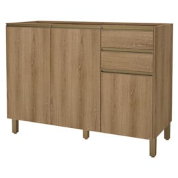 Balcão de Cozinha Dinamarca 120cm 3 Portas e 2 Gavetas Castani sem Tampo - Indékes