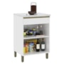 Balcão de Cozinha Dinamarca 60,7cm 1 Porta e 1 Gaveta Branco com Tampo MDP - Indékes