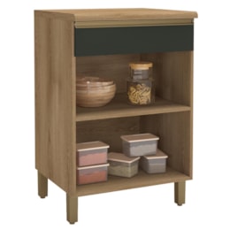 Balcão de Cozinha Dinamarca 60,7cm 1 Porta e 1 Gaveta Castani/Chumbo com Tampo MDP - Indékes