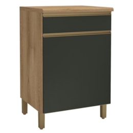 Balcão de Cozinha Dinamarca 60,7cm 1 Porta e 1 Gaveta Castani/Chumbo com Tampo MDP - Indékes