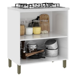 Balcão de Cozinha Dinamarca 80cm 2 Portas Branco com Tampo MDP - Indékes 