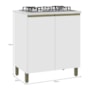 Balcão de Cozinha Dinamarca 80cm 2 Portas Branco com Tampo MDP - Indékes 