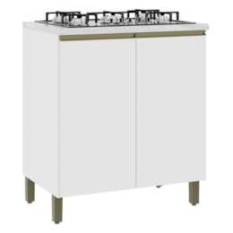 Balcão de Cozinha Dinamarca 80cm 2 Portas Branco com Tampo MDP - Indékes 