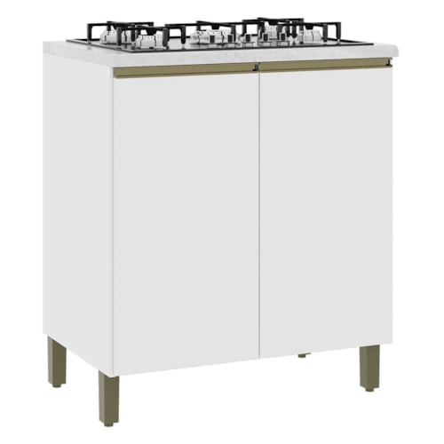 Balcão de Cozinha Dinamarca 80cm 2 Portas Branco com Tampo MDP - Indékes 