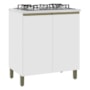 Balcão de Cozinha Dinamarca 80cm 2 Portas Branco com Tampo MDP - Indékes 
