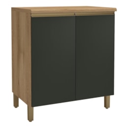 Balcão de Cozinha Dinamarca 80cm 2 Portas Castani/Chumbo com Tampo MDP - Indékes 