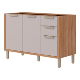 Balcão de Cozinha Eloíse Estela 120cm Cinamomo/Off White sem Tampo - MGM Balcão de Cozinha Eloíse Estela 120cm Cinamomo/Off White sem Tampo - MGM