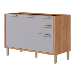 Balcão de Cozinha Eloíse Estela 120cm Cinamomo/Platina sem Tampo - MGM Balcão de Cozinha Eloíse Estela 120cm Cinamomo/Platina sem Tampo - MGM