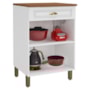 Balcão de Cozinha Firenze 60cm 1 Porta e 1 Gaveta Branco com Tampo MDF - Indékes