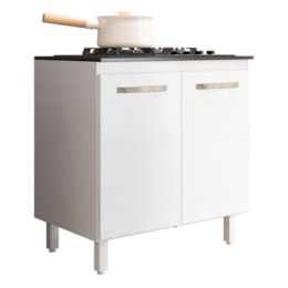 Balcão de Cozinha Fit 80 2 Portas Branco com Tampo MDP para Cooktop - Nicioli 