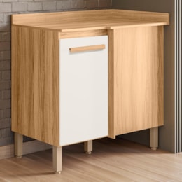 Balcão de Cozinha Intenza Canto Reto Freijó/Off White Cristal com Tampo MDP - Nicioli Balcão de Cozinha Intenza Canto Reto Freijó/Off White Cristal com Tampo MDP - Nicioli