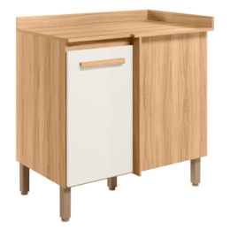 Balcão de Cozinha Intenza Canto Reto Freijó/Off White Cristal com Tampo MDP - Nicioli Balcão de Cozinha Intenza Canto Reto Freijó/Off White Cristal com Tampo MDP - Nicioli