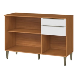 Balcão de Cozinha Luana Clara 120cm 3 Portas e 2 Gavetas com Tampo Cinamomo/Branco - Aramóveis  