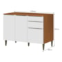 Balcão de Cozinha Luana Clara 120cm 3 Portas e 2 Gavetas com Tampo Cinamomo/Branco - Aramóveis  