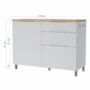 Balcão de Cozinha Marquesa 120cm 1 Porta e 3 Gavetas Branco/Nature com Tampo MDF - Nesher