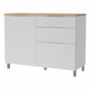 Balcão de Cozinha Marquesa 120cm 1 Porta e 3 Gavetas Branco/Nature com Tampo MDF - Nesher
