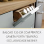 Balcão de Cozinha Marquesa 120cm 1 Porta e 3 Gavetas Nature/Verde com Tampo MDF - Nesher