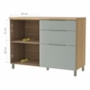 Balcão de Cozinha Marquesa 120cm 1 Porta e 3 Gavetas Nature/Verde com Tampo MDF - Nesher