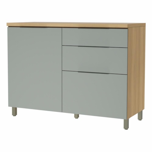 Balcão de Cozinha Marquesa 120cm 1 Porta e 3 Gavetas Nature/Verde com Tampo MDF - Nesher