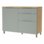 Balcão de Cozinha Marquesa 120cm 1 Porta e 3 Gavetas Nature/Verde com Tampo MDF - Nesher