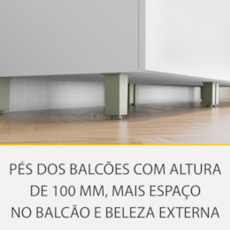 Balcão de Cozinha Marquesa 80cm para Forno com 1 Gaveta e Caixa Organizadora Branco/Nature - Nesher 