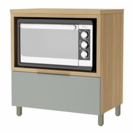 Balcão de Cozinha Marquesa 80cm para Forno com 1 Gaveta e Caixa Organizadora Nature/Verde- Nesher