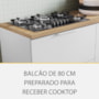 Balcão de Cozinha Marquesa Cooktop 80cm 1 Porta Basculante e 1 Gaveta Branco/Nature com Tampo MDF - Nesher