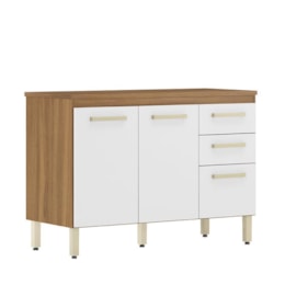 Balcão de Cozinha Miss 3 Portas e 2 Gavetas Amêndola/Branco com Tampo MDP - Demóbile   Balcão de Cozinha Miss 3 Portas e 2 Gavetas Amêndola/Branco com Tampo MDP - Demóbile