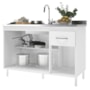 Balcão de Cozinha Pop 120cm 3 Portas e 1 Gaveta Branco sem Tampo - Indékes