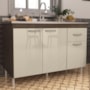 Balcão de Cozinha Pop 120cm 3 Portas e 1 Gaveta Noce/Off White sem Tampo - Indékes