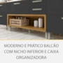 Balcão de Cozinha Princesa 120cm 1 Porta e 2 Gavetas com Tampo MDF e Caixa Organizadora Freijó/Grafite - Nesher