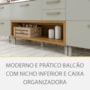 Balcão de Cozinha Princesa 120cm 1 Porta e 2 Gavetas com Tampo MDF e Caixa Organizadora Freijó/Off White - Nesher 