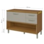 Balcão de Cozinha Princesa 120cm 1 Porta e 2 Gavetas com Tampo MDF e Caixa Organizadora Freijó/Off White - Nesher 