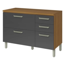 Balcão de Cozinha Princesa 120cm 2 Portas e 3 Gavetas Freijó/Grafite com Tampo MDF - Nesher