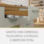 Balcão de Cozinha Princesa 120cm 2 Portas e 3 Gavetas Freijó/Off White com Tampo MDF - Nesher