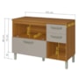 Balcão de Cozinha Princesa 120cm 2 Portas e 3 Gavetas Freijó/Off White com Tampo MDF - Nesher