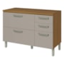 Balcão de Cozinha Princesa 120cm 2 Portas e 3 Gavetas Freijó/Off White com Tampo MDF - Nesher