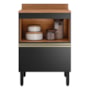 Balcão de Cozinha Proença 60cm 1 Porta e 1 Gaveta Nogueira Touch/Carbono Prime TX com Tampo MDF - Demartêz