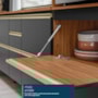 Balcão de Cozinha Proença 60cm 1 Porta e 1 Gaveta Nogueira Touch/Carbono Prime TX com Tampo MDF - Demartêz