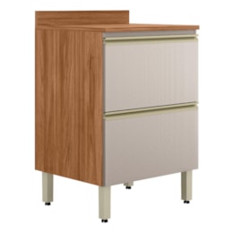 Balcão de Cozinha Proença 60cm 1 Porta e 1 Gaveta Nogueira Touch/Nude Prime TX com Tampo MDF - Demartêz
