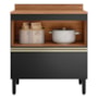 Balcão de Cozinha Proença 80cm 1 Porta e 1 Gaveta Nogueira Touch/Carbono Prime TX com Tampo MDF - Demartêz