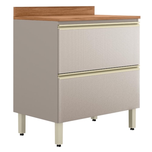Balcão de Cozinha Proença 80cm 1 Porta e 1 Gaveta Nogueira Touch/Nude Prime TX com Tampo MDF - Demartêz