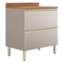 Balcão de Cozinha Proença 80cm 1 Porta e 1 Gaveta Nogueira Touch/Nude Prime TX com Tampo MDF - Demartêz