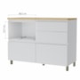 Balcão de Cozinha Rainha 120cm 1 Porta e 4 Gavetas Branco/Nature com Tampo MDF - Nesher