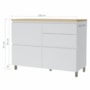 Balcão de Cozinha Rainha 120cm 1 Porta e 4 Gavetas Branco/Nature com Tampo MDF - Nesher