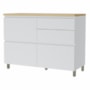 Balcão de Cozinha Rainha 120cm 1 Porta e 4 Gavetas Branco/Nature com Tampo MDF - Nesher