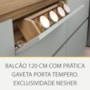 Balcão de Cozinha Rainha 120cm 1 Porta e 4 Gavetas Nature/Verde com Tampo MDF - Nesher