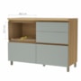 Balcão de Cozinha Rainha 120cm 1 Porta e 4 Gavetas Nature/Verde com Tampo MDF - Nesher